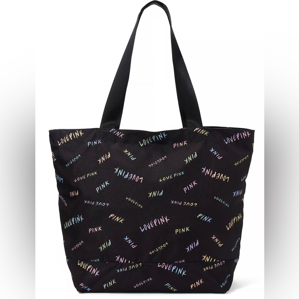 Victoria Secret Pink Multi Colored Logo Large Weekender Tote Bag 16x22 NWT 2024